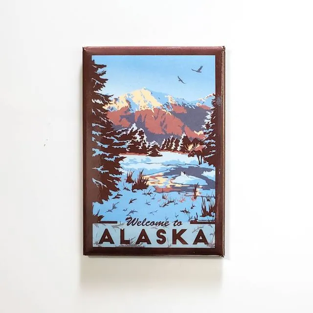 Alaska Magnet | Retro Mt McGinnis Vintage Travel Souvenir