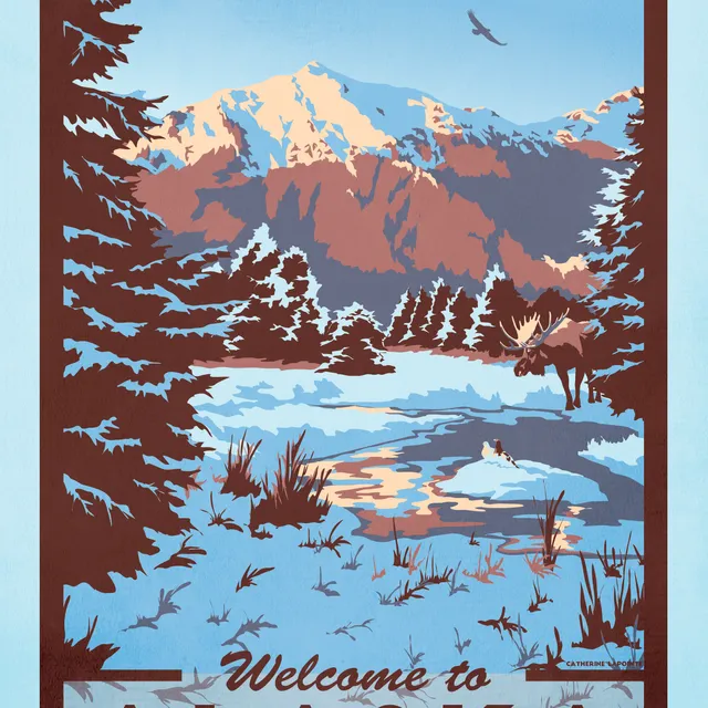 Alaska Retro Postcard | McGinnis Mountain Winter Gift