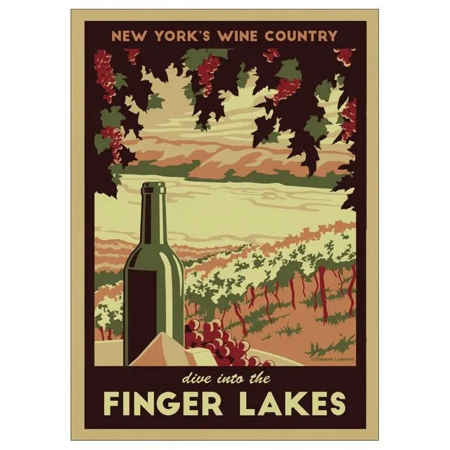 Dive Into the Finger Lakes Retro Postcard | Vintage Souvenir