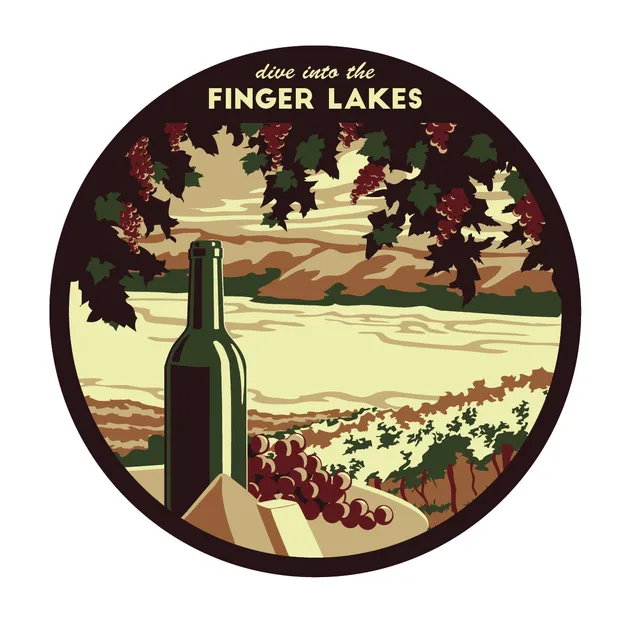 Finger Lakes Round Ornament | NY Wine Travel Souvenir