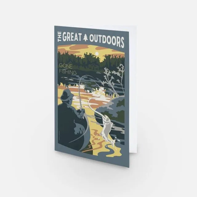 Fishing Greeting Card | Great Outdoors Retro Lake Card