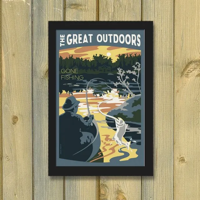 Gone Fishing Vintage Travel Poster | Great Outdoors series