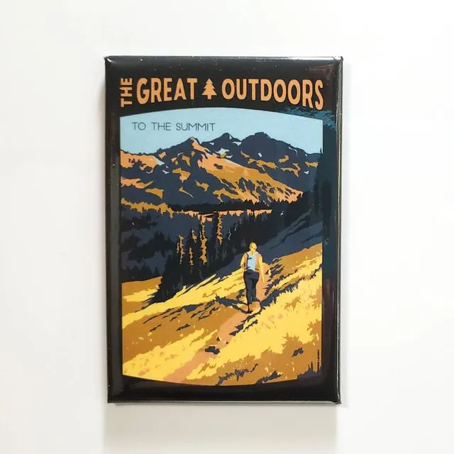 Hike To The Summit Retro Magnet | Vintage Hiking Souvenir