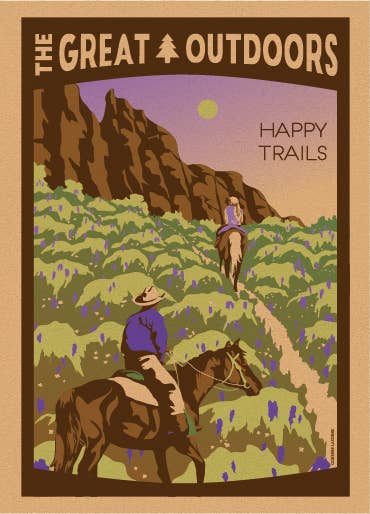 Horseback Riding Retro Postcard | Happy Trails Outdoors