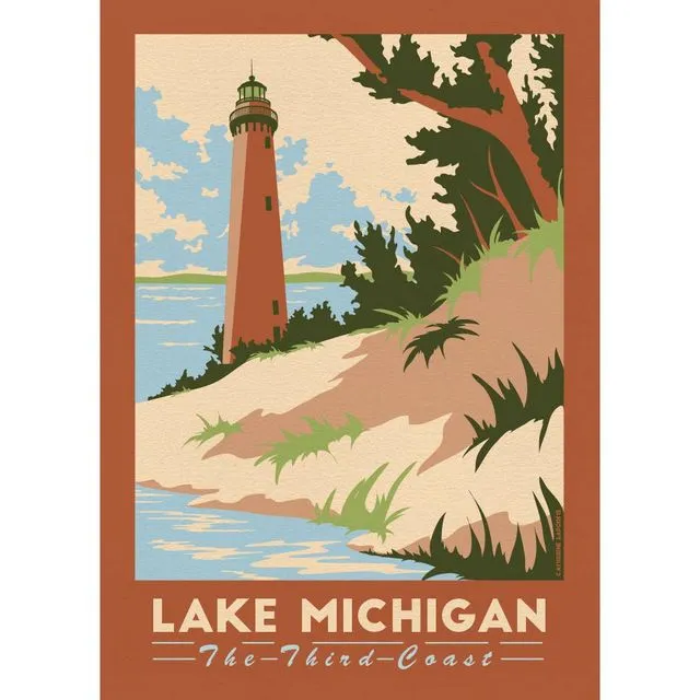 Lake Michigan Dunes Vintage Travel vinyl sticker