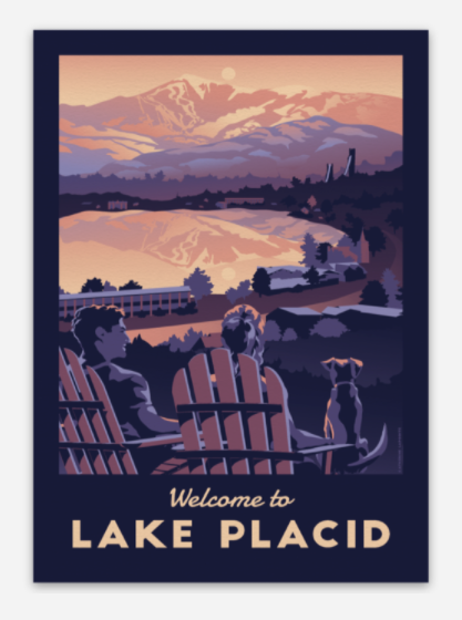 Lake Placid Adirondacks Vintage Travel Vinyl Sticker Adk