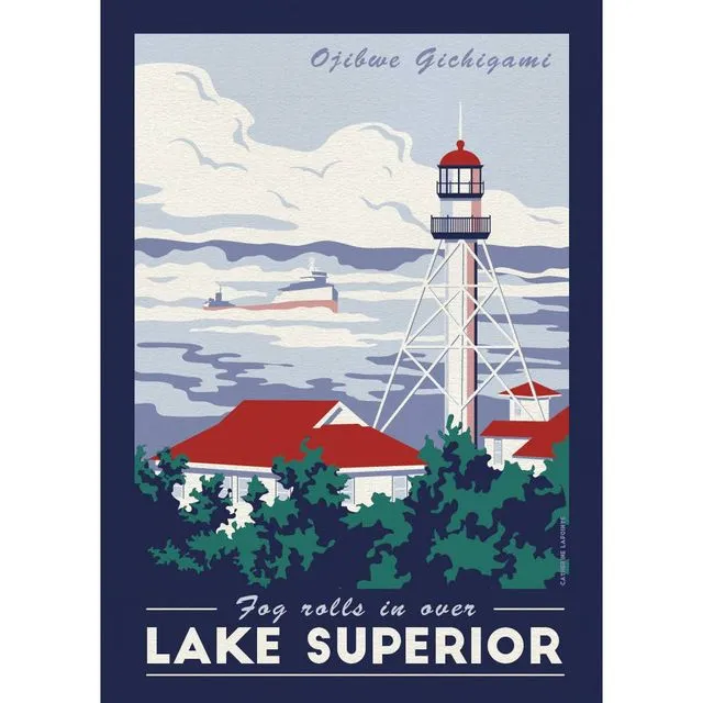 Lake Superior Lighthouse Travel Retro vinyl sticker