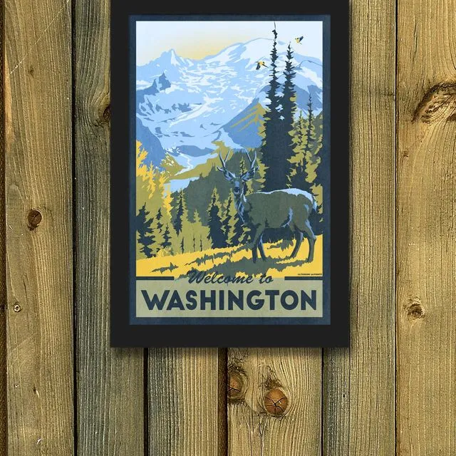Washington Vintage Travel Poster | Retro Northwest Art