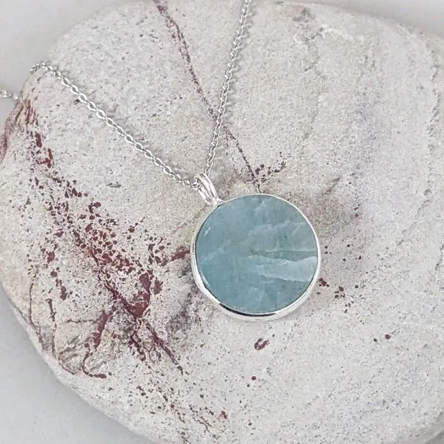 The Circle Aquamarine March Birthstone Necklace | Happiness &amp; Tranquility