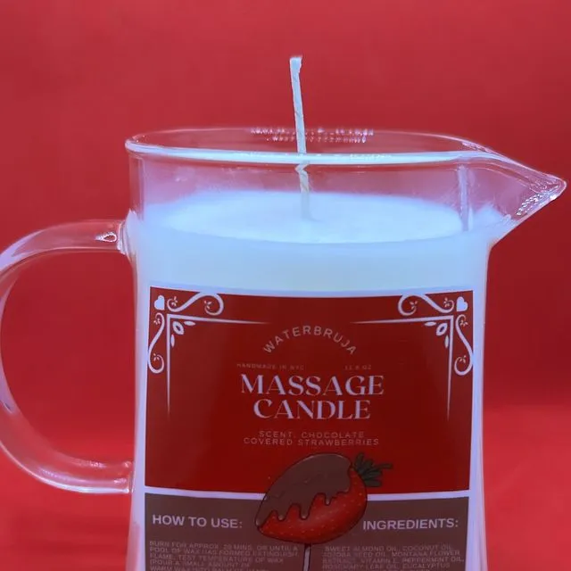 Massage Oil Candle, Chocolate Covered Strawberry, LoveMassage Oil Candle, Chocolate Covered Strawberry, Love