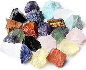 XIANNVXI 10 Pcs Healing Crystals Raw Rough Stones Natural 1" Crystals Rocks Bulk Chakra Gemstones Reiki Tumbling Cabbing Fountain Rocks 0.45lb