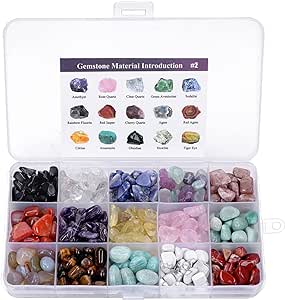 CrystalTears Healing Crystals Gemstones Bulk Tumbled Polished Stone Chips Natural Chakra Quartz Crystal Stones Healing Crystal Gifts for Reiki Meditation Therapy Beginners Home Decor Christmas