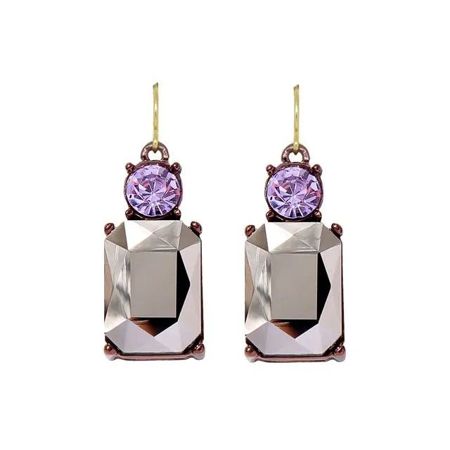 Twin Gem Earring in Metallic Pewter & Lilac