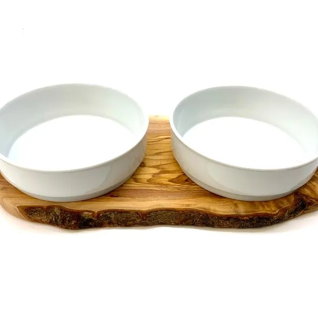 Feeding station RUSTY 2x 0.9 liter porcelain bowl for food & water