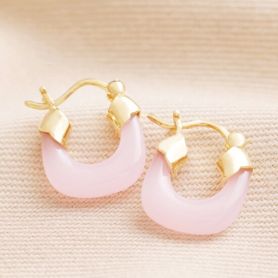 72026-Pink Translucent Hoop Earring