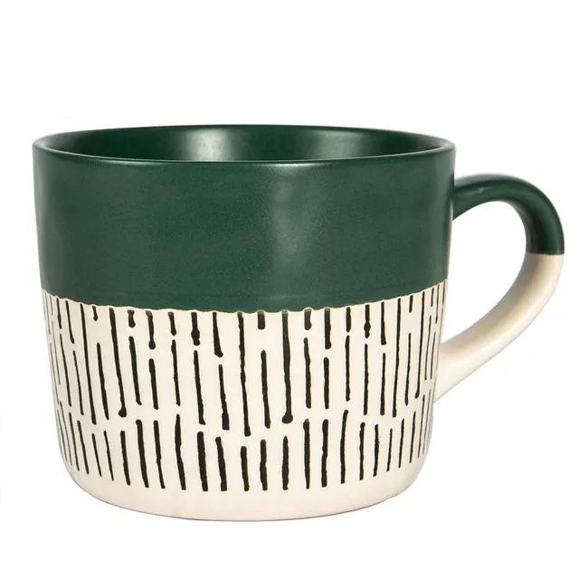 Nicola Spring Ceramic Dipped Dash Coffee Mug - 385ml - Sage