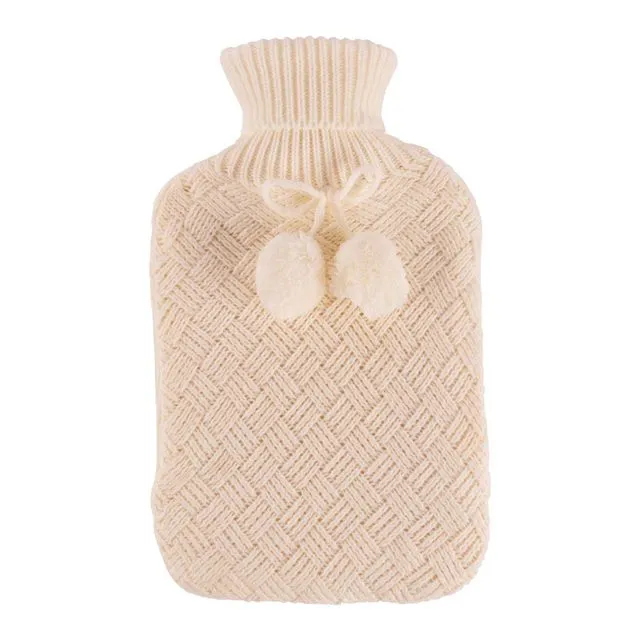 Nicola Spring Hot Water Bottle Cover - Knitted - Cream