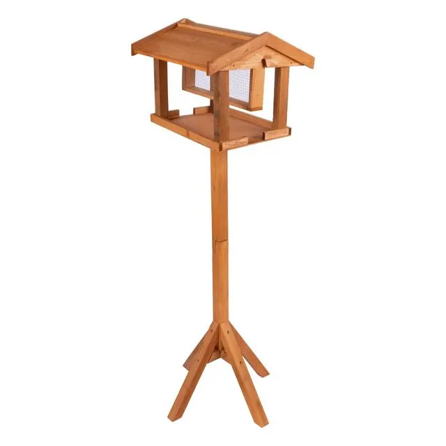Wooden Bird Table with Built-In Feeder - By Redwood