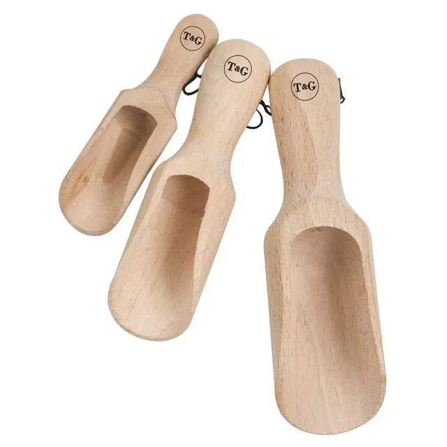 3pc FSC Beech Wooden Scoops Set - Brown - By T&amp;G