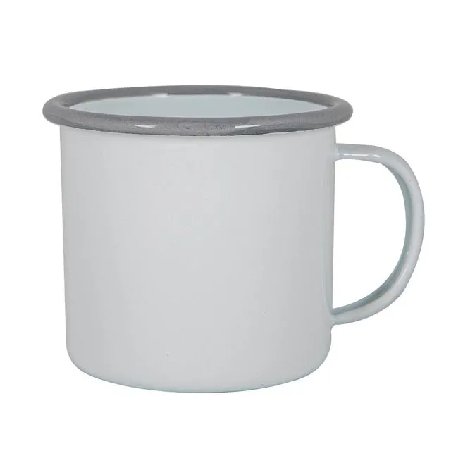 Argon Tableware White Enamel Mug - 375ml - Grey