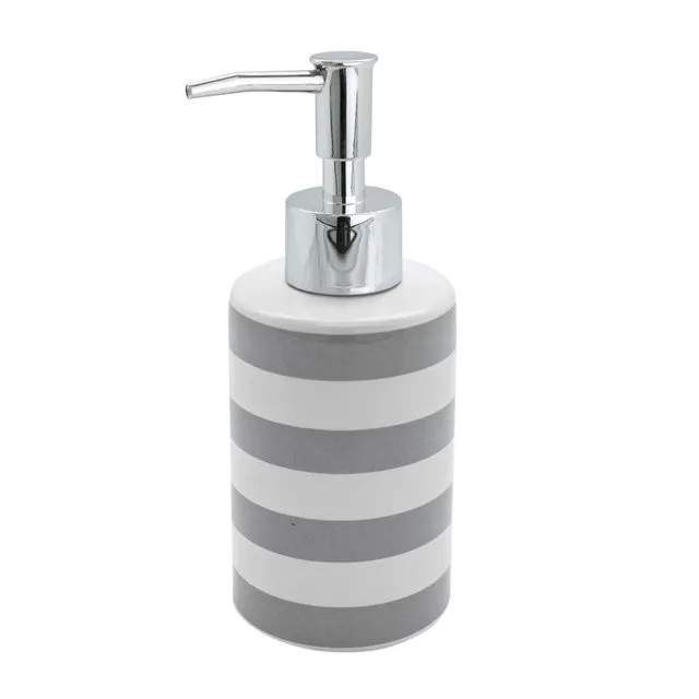 Harbour Housewares Ceramic Pump Soap Dispenser - Grey Stripe