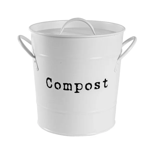 Harbour Housewares Compost Bin Canister - Matte White