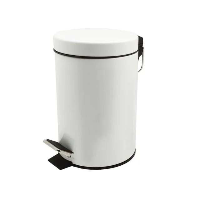 Harbour Housewares Pedal Bin With Inner Bucket - White - 3L