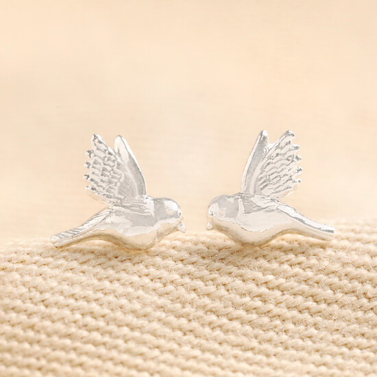68770 Delicate Bird Stud Earrings in Silver