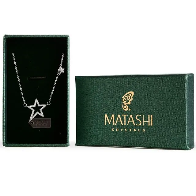 Rhodium Plated CZ Star Chain Necklace for Women - MTCJN13130