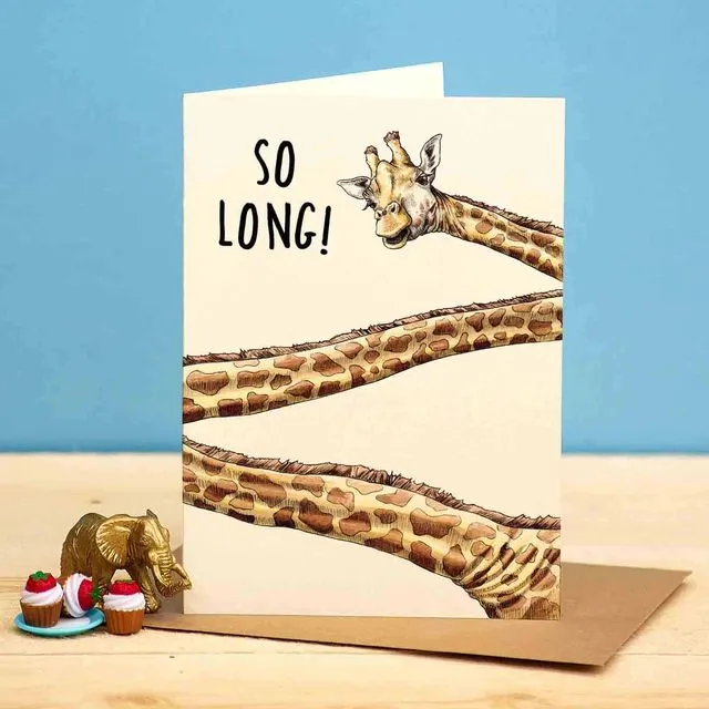 So Long Giraffe Card - Farewell Card - Goodbye, Leaving Card