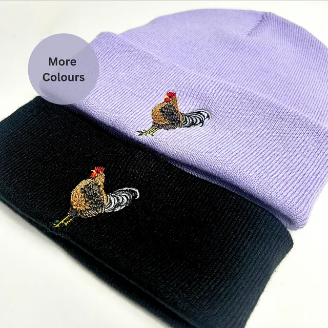 Chicken embroidered beanie hat- Unisex