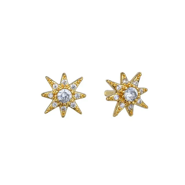 Crystal star earring in gold