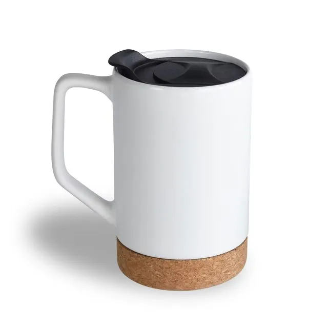 17 OZ Sublimation Mugs with Removeable Cork Bottom and Splash Proof Lid, Sublimation Coffee Mugs with Brown Mail Order Box