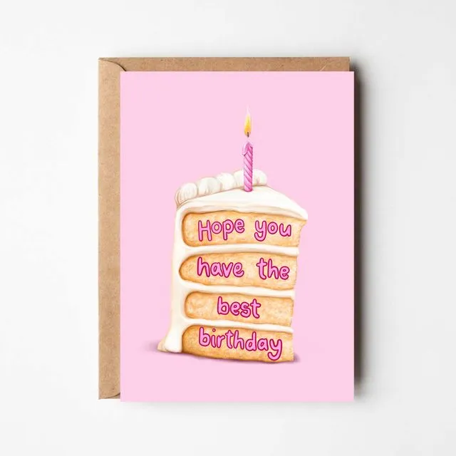 Hope you have the best birthday - a cake themed birthday greeting card