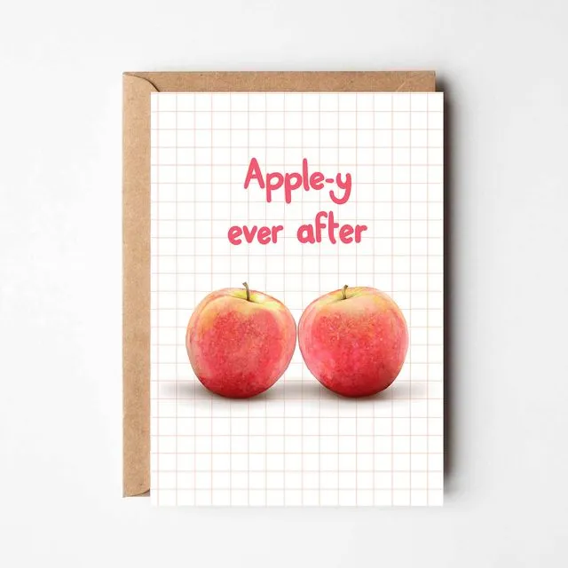 Apple-y ever after wedding engagement card