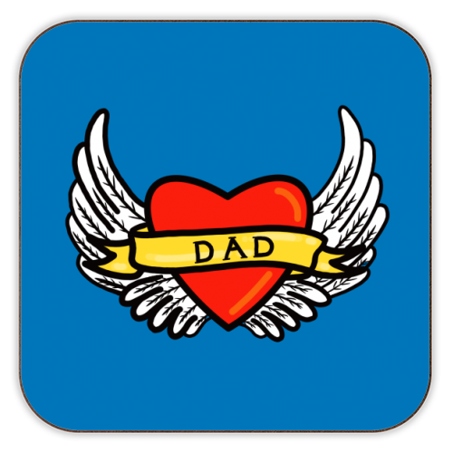 Coasters 'Dad Winged Heart Tattoo Design