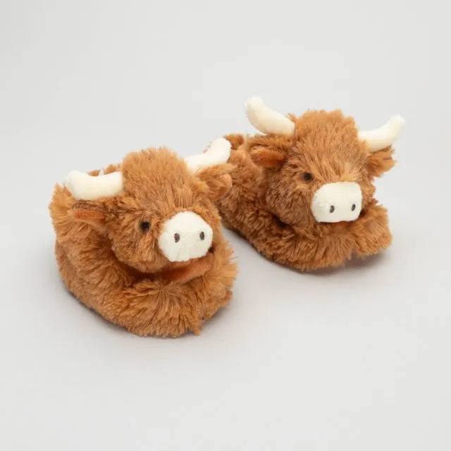 Longhorn Cow Baby Slippers Brown- 0-6months