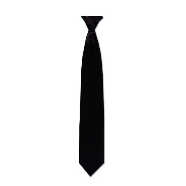 Black Polyester Clip-On Tie