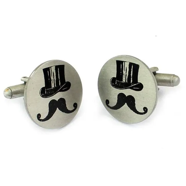 Top Hat And Moustache Cufflinks