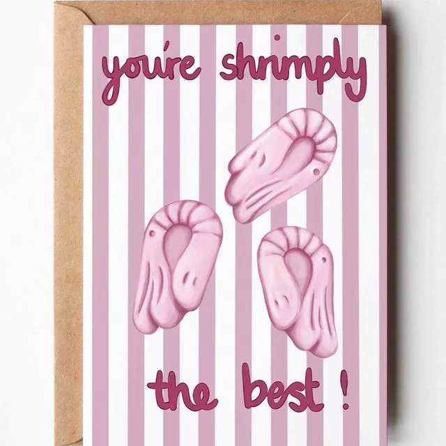 You're shrimply the best - love appreciation sweet themed greeting card