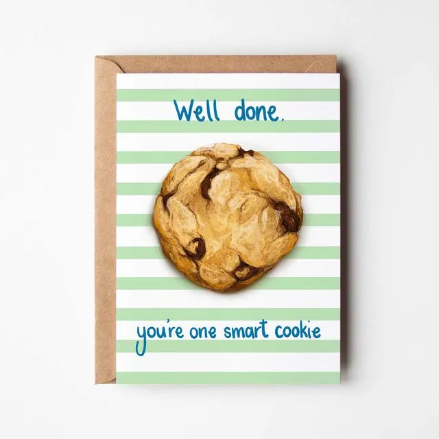 Well done, you're one smart cookie - a congratulations greeting card