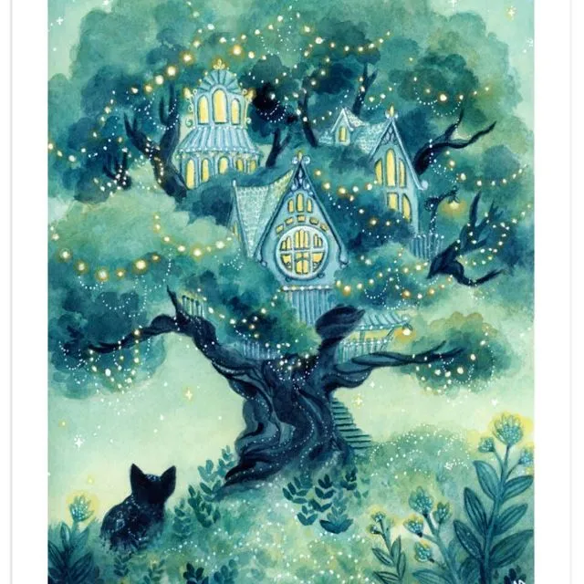 Enchanted Treehouse Archival Art Print, Signed, Giclée