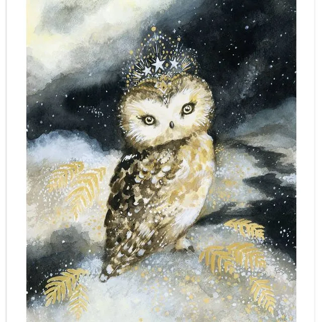 Owl Archival Art Print, Signed, Giclée, Stars, Night Sky