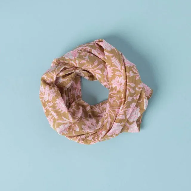 Scarf - Floral Escape Skinny Baked Clay/Neon Pink