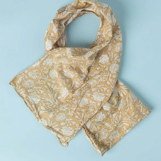 Scarf - Floral Escape Skinny Baked Clay / Olive Oil
