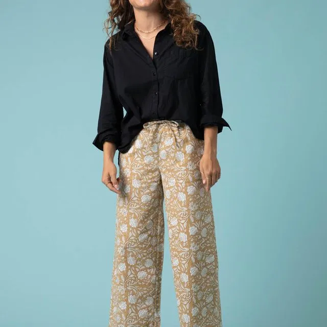Shore Pant - Floral Escape in Baked Clay &amp; Olive Oil