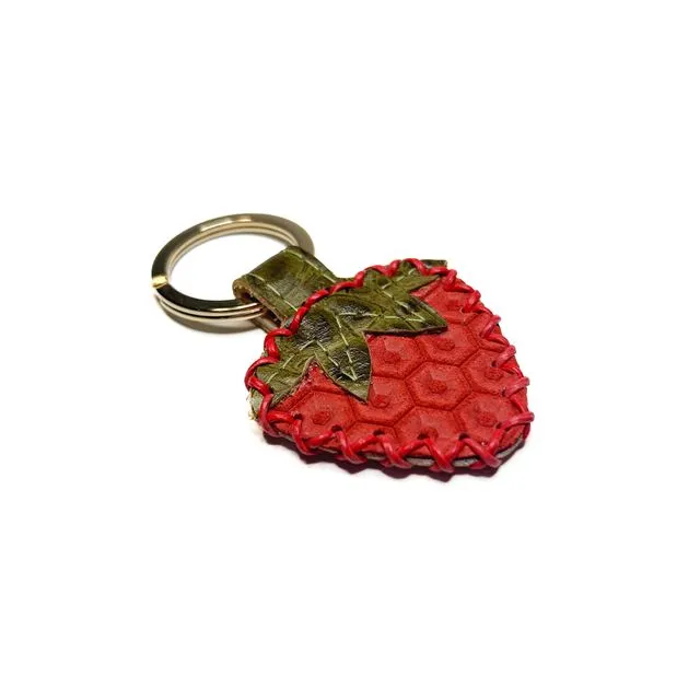 Strawberry Leather Keychain