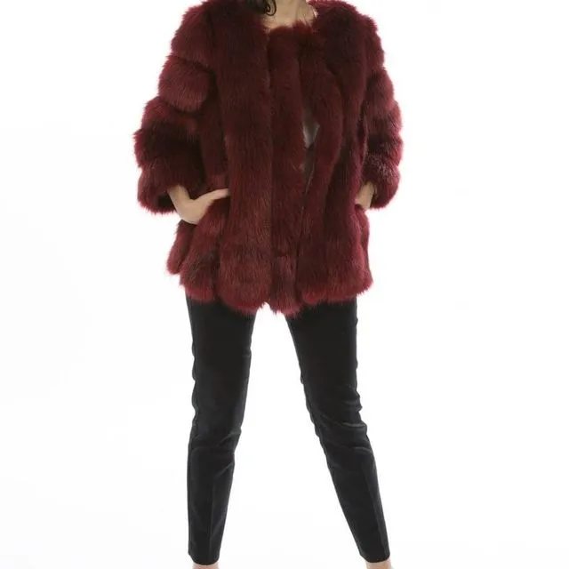 Red Faux Fur Coat