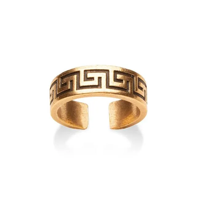 Classical Meander Ring - Antiqued Gold