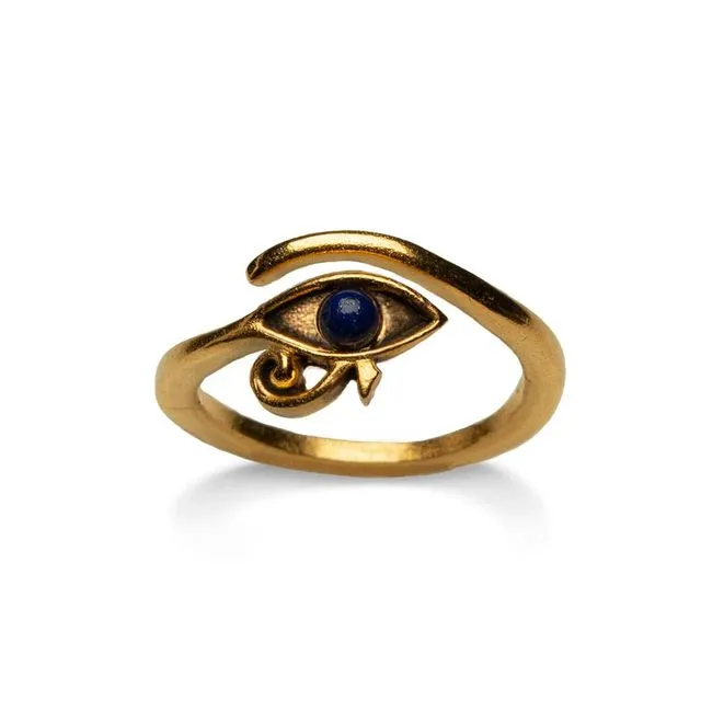 Eye of Horus Ring w/ Lapis, antiqued gold